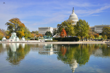 U.S. Capitol Building in autumn foliage - Washington D.C. United States of America