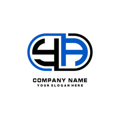 YA initial letters looping linked oval elegant logo blue, black
