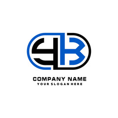 YK initial letters looping linked oval elegant logo blue, black