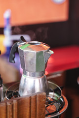 Steel espresso maker or moka pot