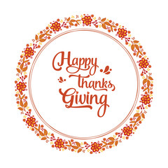 Place for text, thanksgiving, with decorative element of autumn leaf flower frame. Vector