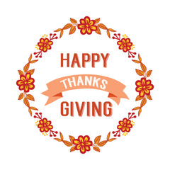 Place for text, thanksgiving, with decorative element of autumn leaf flower frame. Vector