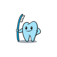 cartoon illustration of tooth holding brush