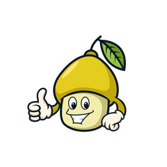 cute lemon thumb up cartoon mascot illustration