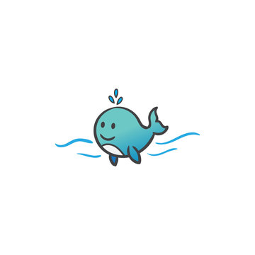 cute cartoon whale mascot illustration