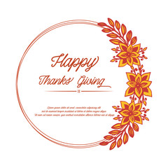 Obraz premium Lettering text of thanksgiving, with vintage style autumn leaf flower frame. Vector