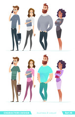 Collection of charming young entrepreneurs or businessmen and managers. Business people standing togever.