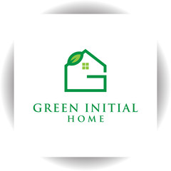 Vector logo template for the letter G shape green logo house. - vector