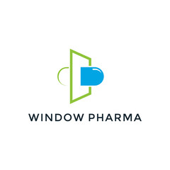 Abstract capsule window logo design. clinic pill icon illustration vector