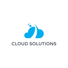 Cloud technology digital logo design vector icon illustration