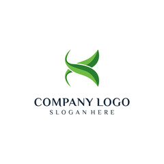 Letter K With Leaf Logo Template Design - Vector