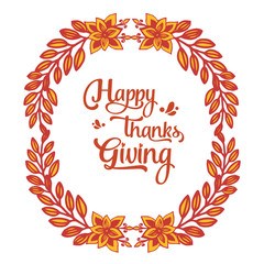 Design for greeting card thanksgiving, with art of autumn leaves frame. Vector