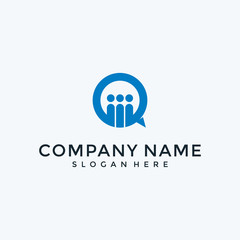 Bubble chat with people logo design - Vector