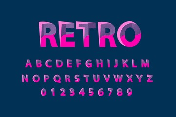 Fototapeta na wymiar Vector of retro font and numbers design.
