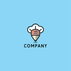 pencil chef logo icon template vector