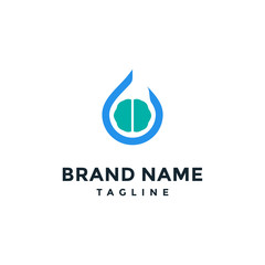 Water droplets with brain logo design
