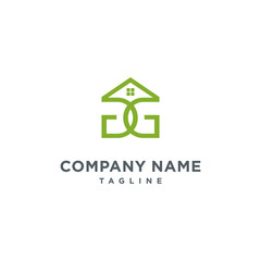 Letter/initial GG with home symbol logo design inspiration