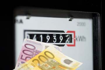 Strom Zähler, Euro Geldund Preis für Strom