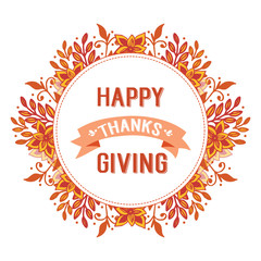 Text thanksgiving, with nature autumn leaves frame. Vector