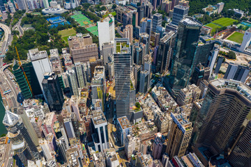 Fototapeta na wymiar Top view of Hong Kong island side