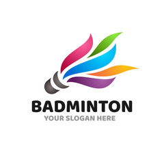 Colorful badminton shuttlecock creative logo symbol