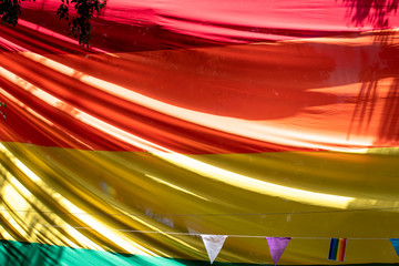 Big rainbow gay flag in the Zona Rosa in ​​Mexico City.