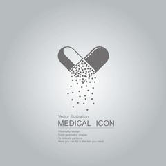 Vector drawn capsules. Isolated on grey background.