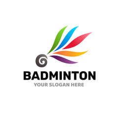 Colorful badminton shuttlecock creative logo symbol