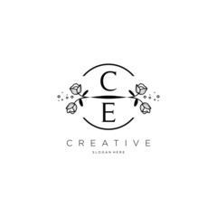 Fototapeta na wymiar Flower CE Letter Logo Template Vector