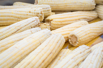 Cooked corn for sale, a Mexican tradition.