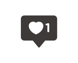 Social media like heart notification icon symbol