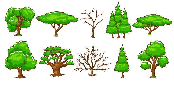 tree vector set clipart design