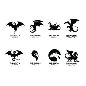 set dragon logo icon design vector illustration