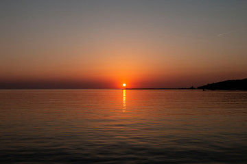 Sunset horizon sea water landsca