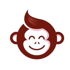 simple monkey head icon logo vector  with cute design style
