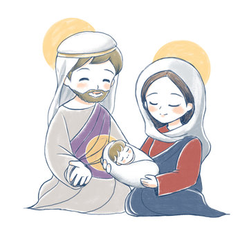 手描き風・イエス様の誕生