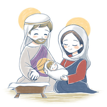 手描き風・イエス様の誕生2