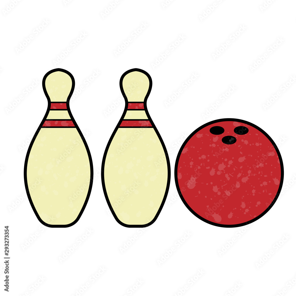 Poster bowling design vector with texture. retro style color
