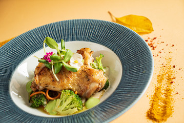 chicken with organic vegetables and sauce
