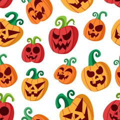 Happy Halloween Pumpkin Cartoon Seamless Pattern Design 