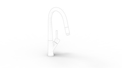 3d rendering of a water tap isolated in white studio background