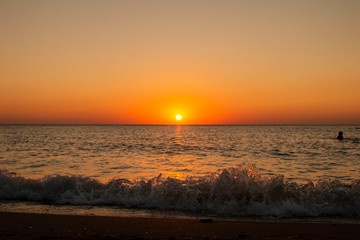 romantic sunset in istanbul skyline