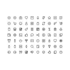 Set of marketplace, online shopping, e commerce outline style icon - vector