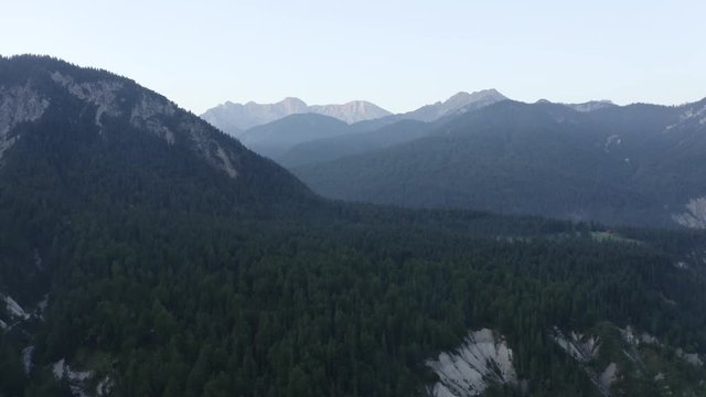 Morning view in the summer in the austrian Alps in the Karwendel
