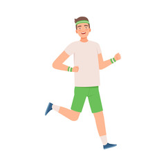 Man on a morning run. Vector illustration.