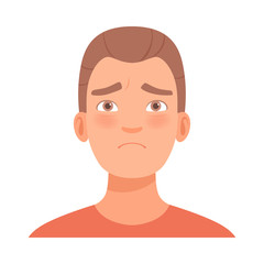 Sad young guy. Vector illustration in cartoon style.
