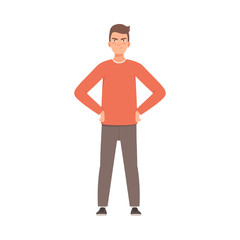 Young guy is annoyed. Vector illustration in cartoon style.
