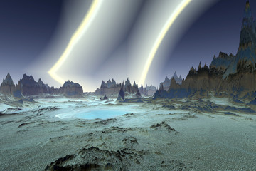 Alien Planet. Desert. 3D rendering
