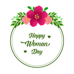 Design pattern of pink flower frame, for template celebration of happy woman day. Vector