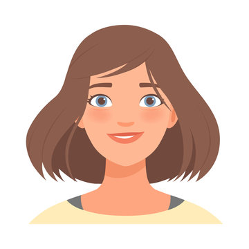 Smile on the face of a cute girl. Vector illustration.